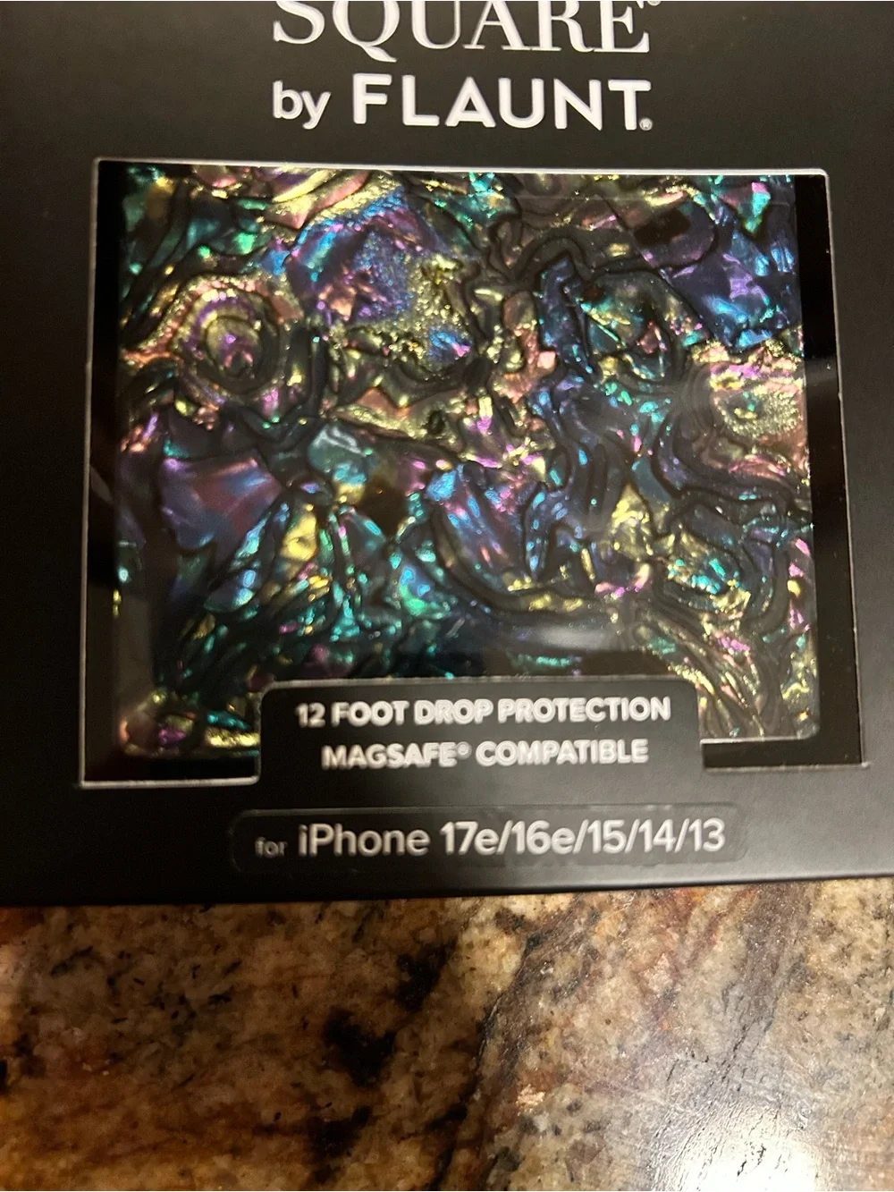 Square Flaunt Faux Abalone Shell MagSafe Phone Case iPhone 17e/ 16e/ 15/ 14/ 13